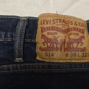 Levi's Blue Jeans Men's 514 Size 38x32 Straight Pants Dark Wash